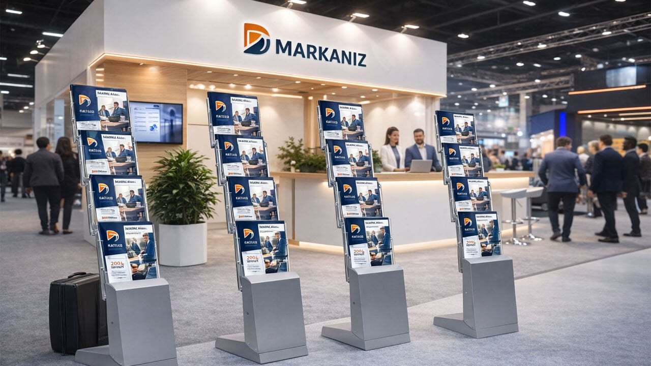 Çantalı Zigzag Broşürlük: Fuar ve Etkinlikler İçin Profesyonel Tanıtım Standı