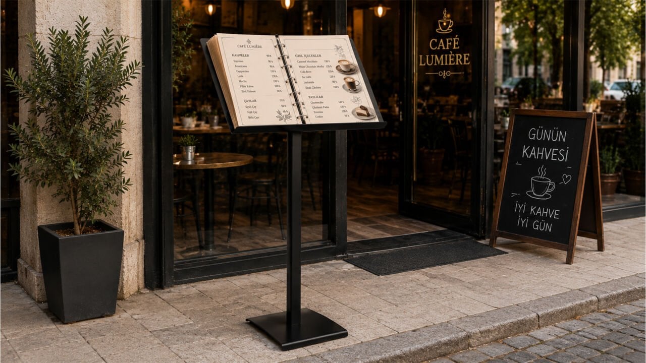 Siyah Renk Dosya Mekanizmalı Menü Panosu Nedir? Restoran ve Kafeler İçin Profesyonel Menü Sunum Rehberi