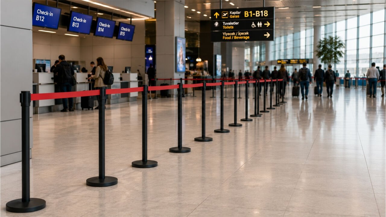 Siyah Paslanmaz Şerit Bariyer Direği ile Profesyonel Alan Yönetimi ve Prestijli Karşılama Deneyimi