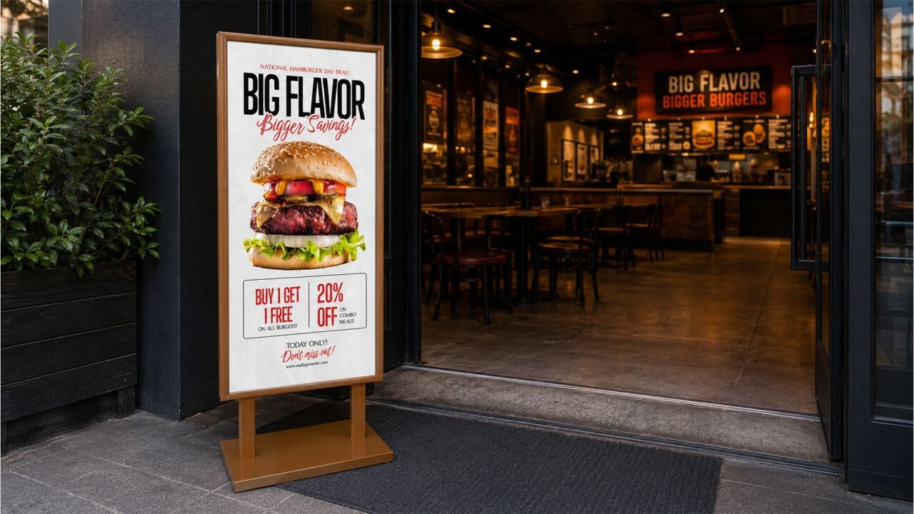 ELEGANTE Kahverengi Çift Taraflı Reklam Poster Panosu ile Şık, Dikkat Çekici ve Profesyonel Tanıtım Çözümü