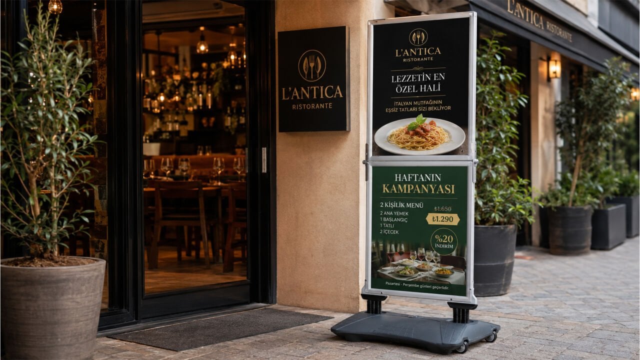 Gri Renk Helezon Su Tanklı Slim Yaylı Pano Çift Katlı Slim Windpro ile Dış Mekân Reklamcılığında Güçlü Görünürlük
