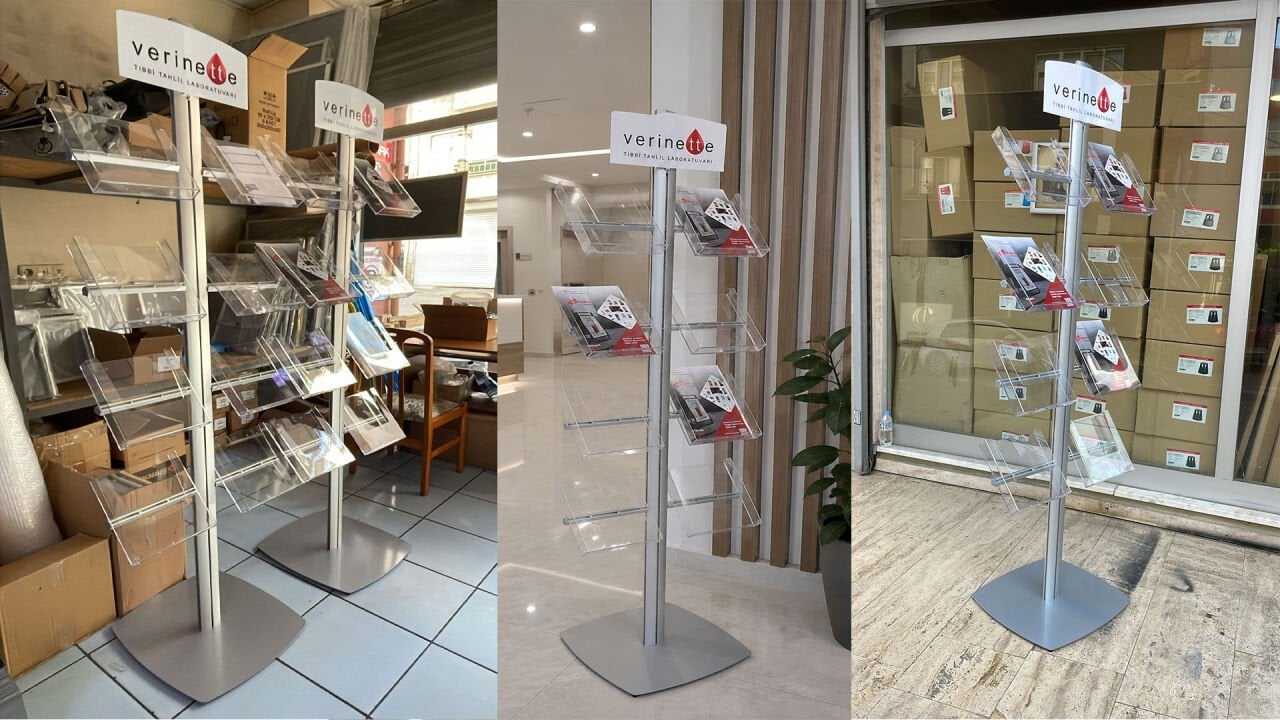 Vertical Ordered Çift Sıra Broşürlük & Ayaklı Broşür Standı: Kurumsal Tanıtımda Maksimum Görünürlük Sağlayan Profesyonel Çözüm