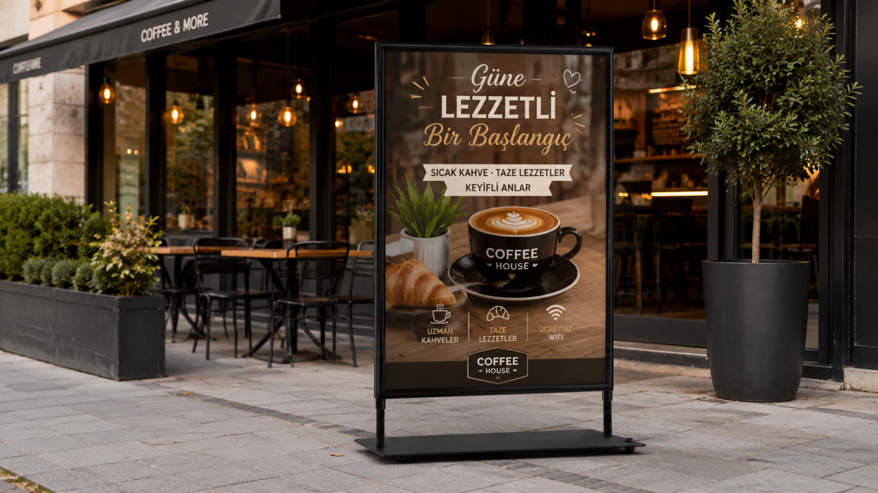 Swing Tekerlekli Çift Taraflı Reklam & Poster Panosu ile İşletmenizi Öne Çıkarın
