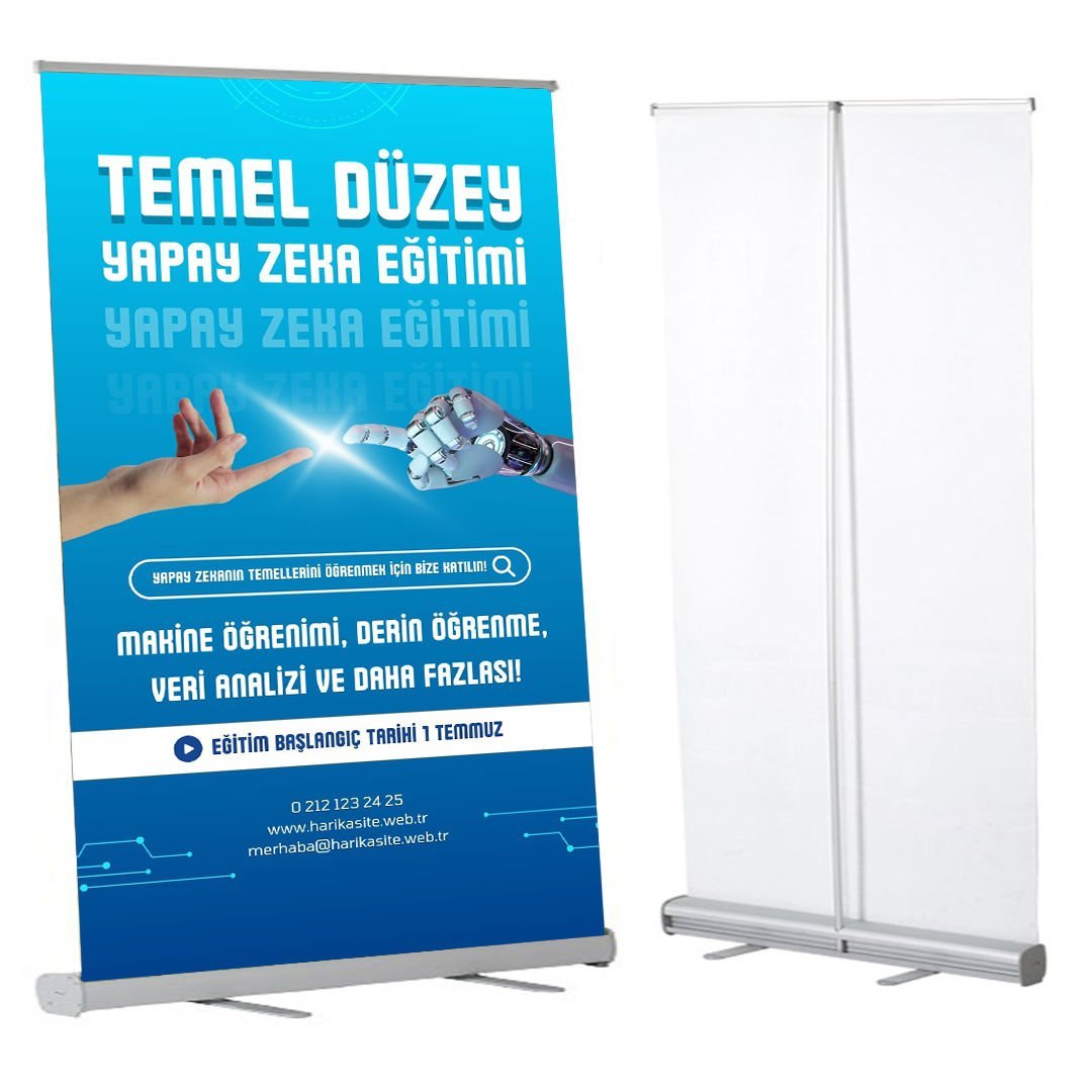 Roll Up Banner Reklam Standı 150x200 Alüminyum Fuar Standı