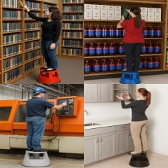 Tekerlekli Tabure - Çift Katlı Tekerlekli Kilitli Kaymaz Tabure