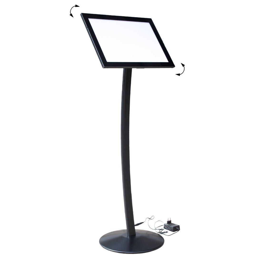 Curved Led Işıklı Siyah Renk Reklam ve Menü Panosu