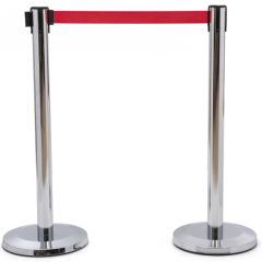 Paslanmaz Şerit Bariyer Direği – 3 m Uzatılabilir Şerit, İç Mekan Protokol Çözümü