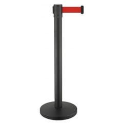 Siyah Paslanmaz Şerit Bariyer Direği – 3 m Uzatılabilir Şerit, İç Mekan Protokol Çözümü