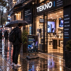 Siyah Renk Helezon Su Tanklı Reklam ve Kaldırım Panosu Kapı Önü Yaylı Pano