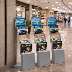 5xa4 Zigzag Ayaklı Broşürlük Standı - Çantalı Portatif Broşür Set