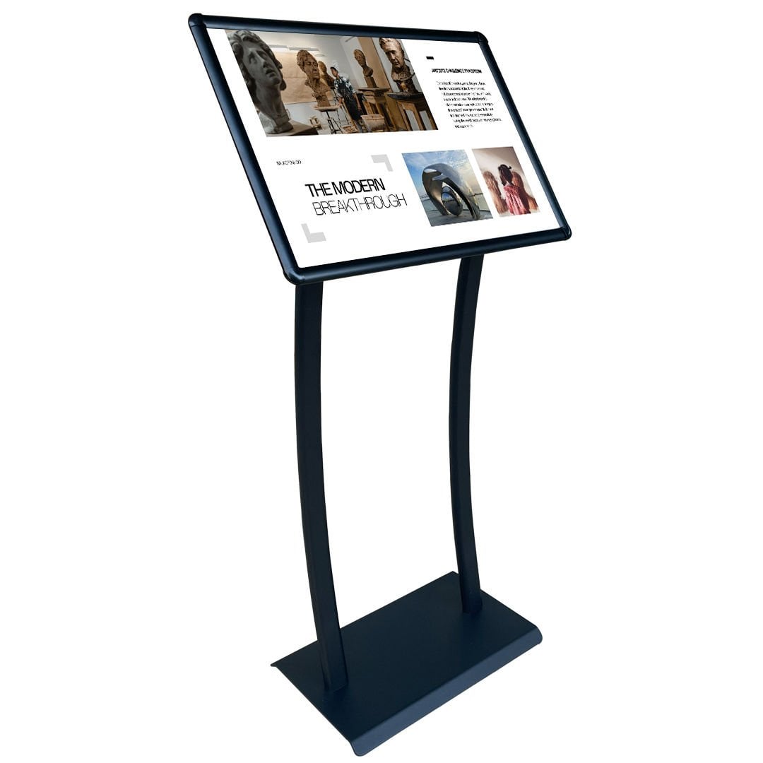 Çift Ayaklı Ojigi (Eğimli) Reklam ve Menü Panosu Siyah Renk