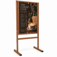Kahverengi Alüminyum Ayaklı Poster ve Reklam Panosu – Açılır Kapak (İnfo Pano)