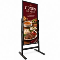 Siyah Renk Slim Maki Pano Ayaklı Reklam ve Poster Pano