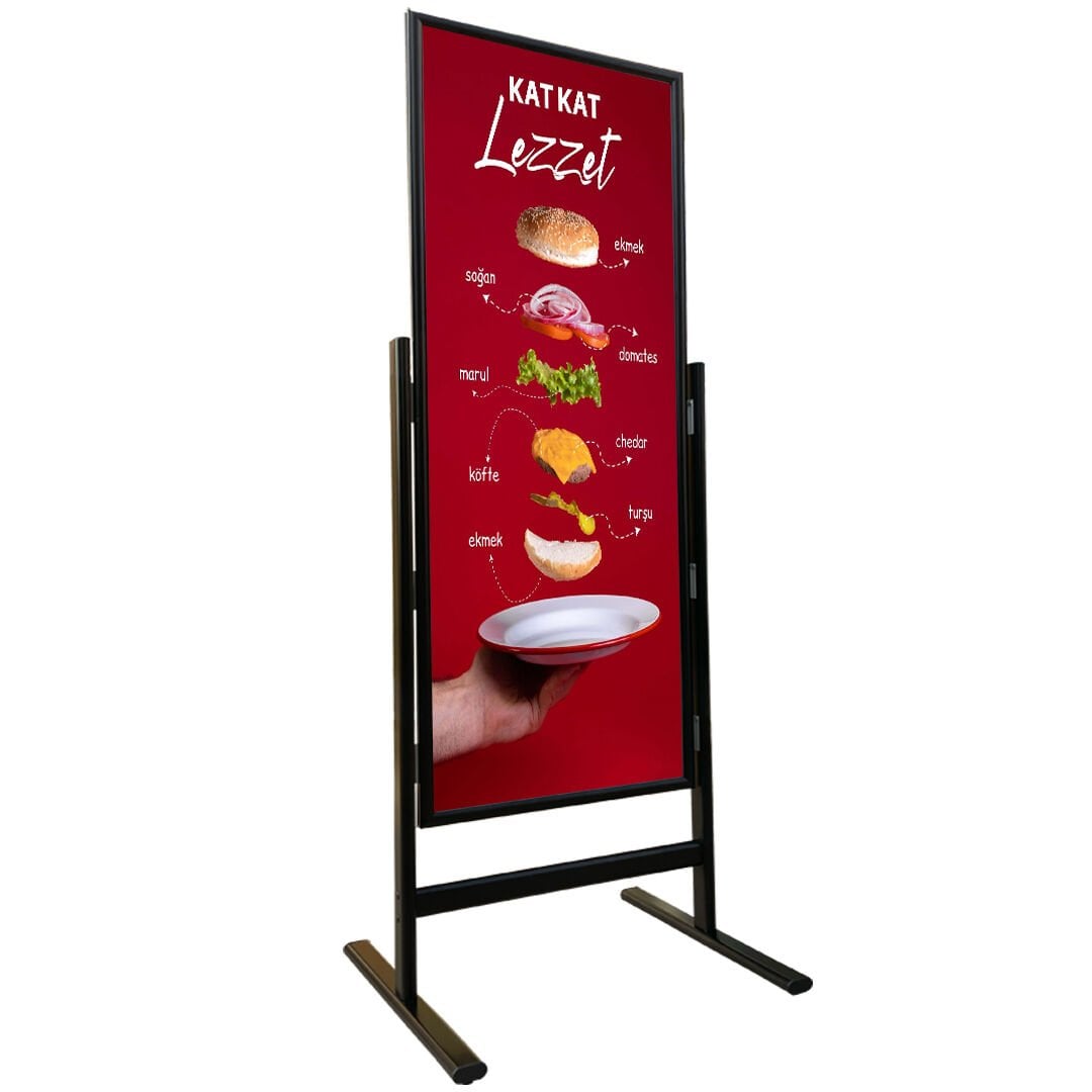 Siyah Renk Slim Maki Pano Ayaklı Reklam ve Poster Pano
