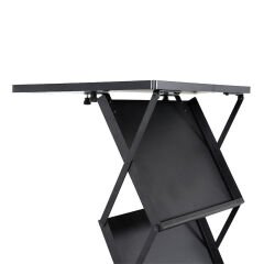 Siyah Renk Metal Katalog Standı - Ayaklı 3 Katlı Broşür Standı
