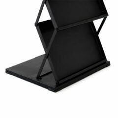 Siyah Renk Metal Katalog Standı - Ayaklı 3 Katlı Broşür Standı
