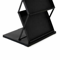 Siyah Renk Metal Katalog Standı - Ayaklı 3 Katlı Broşür Standı
