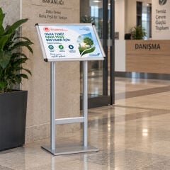 Eloksal (Gri) Klasik Çift Ayaklı Reklam ve Menü Panosu(Yatay)