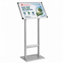 Eloksal (Gri) Klasik Çift Ayaklı Reklam ve Menü Panosu(Yatay)