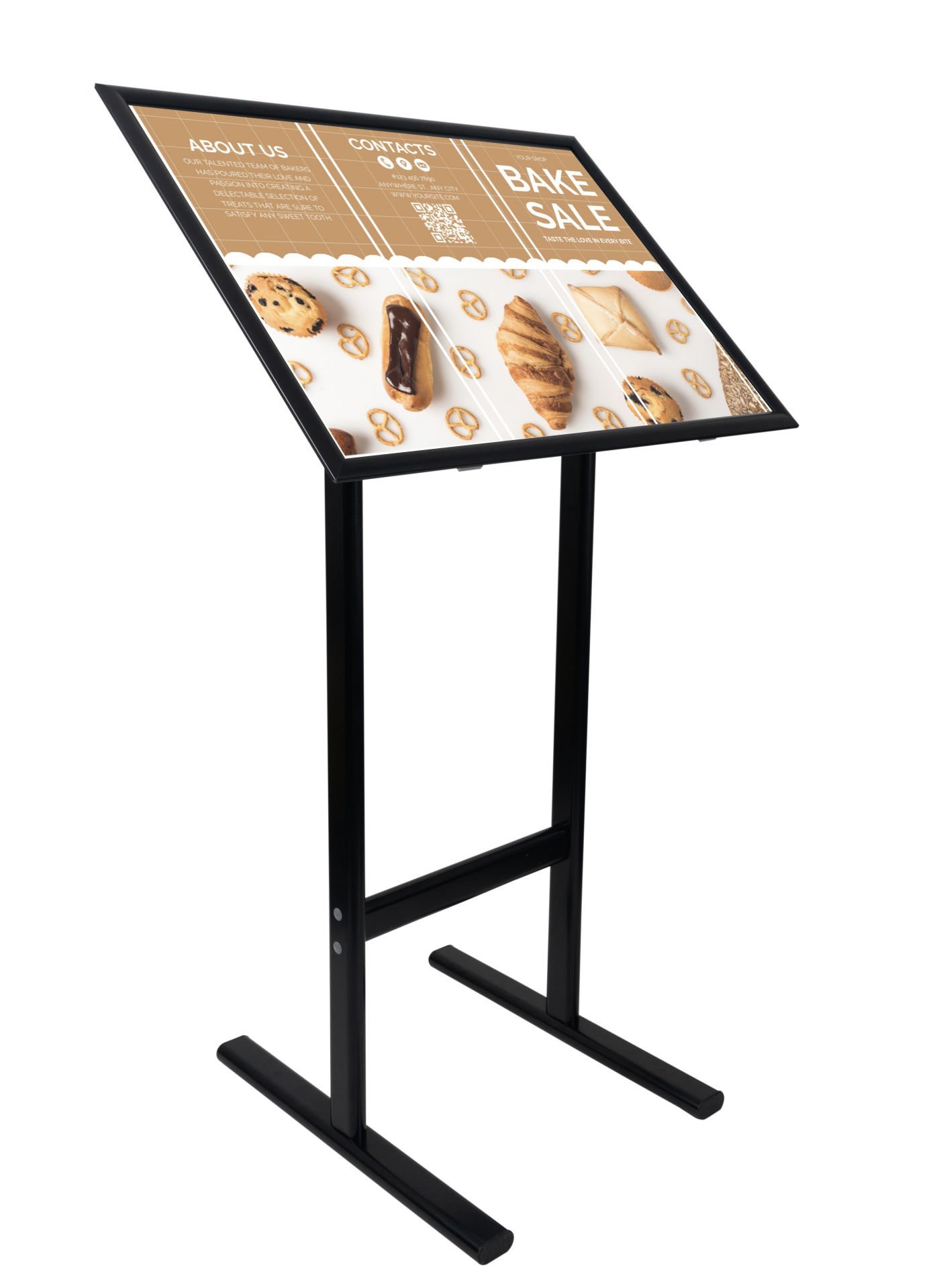 Siyah Renk Çift T Ayaklı Reklam ve Menü Panosu (Yatay)