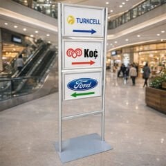 3 Katlı Sac Taban İnfo Reklam Panosu - Eloksal Alüminyum Poster Standı