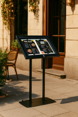 2xA4 Kilitli Restoran Menü ve Bilgi Panosu Kilitli Su Geçirmez İç ve Dış Mekan Tekerlekli