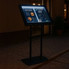 2xA4 Led Işıklı Restoran Menü ve Bilgi Panosu Kilitli Su Geçirmez İç ve Dış Mekan Tekerlekli