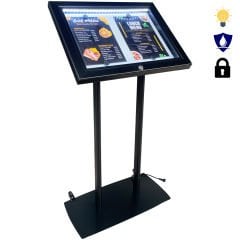 2xA4 Led Işıklı Restoran Menü ve Bilgi Panosu Kilitli Su Geçirmez İç ve Dış Mekan Tekerlekli