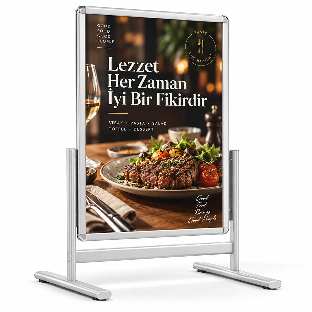 Maki Pano Çift Taraflı Alüminyum Reklam ve Kaldırım Panosu & Tabelası
