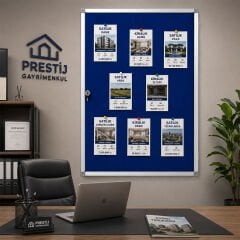 Kilitli Camlı İlan Panosu - Kumaş Kaplı Duyuru Panosu