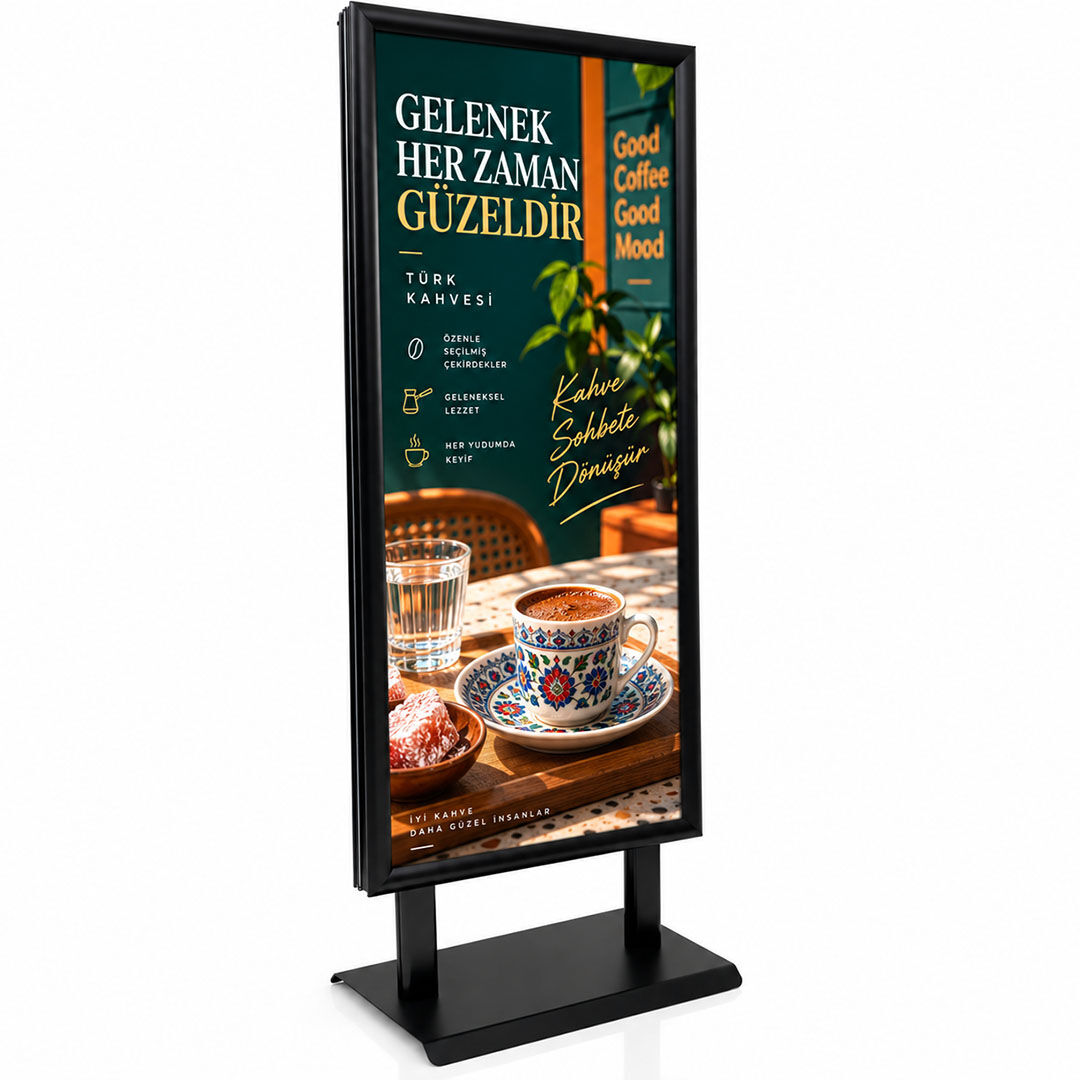 ELEGANTE Siyah Çift Taraflı Reklam&Poster Panosu