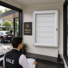 Kilitli Anahtar Dolabı – Cam Kapaklı Duvar Tipi Anahtar Saklama Ünitesi