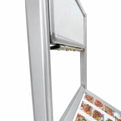 Eloksal (Gri) Işıklı Restoran Menü Standı | Alüminyum Çift Taraflı Menü Panosu ve Restoran Karşılama Standı
