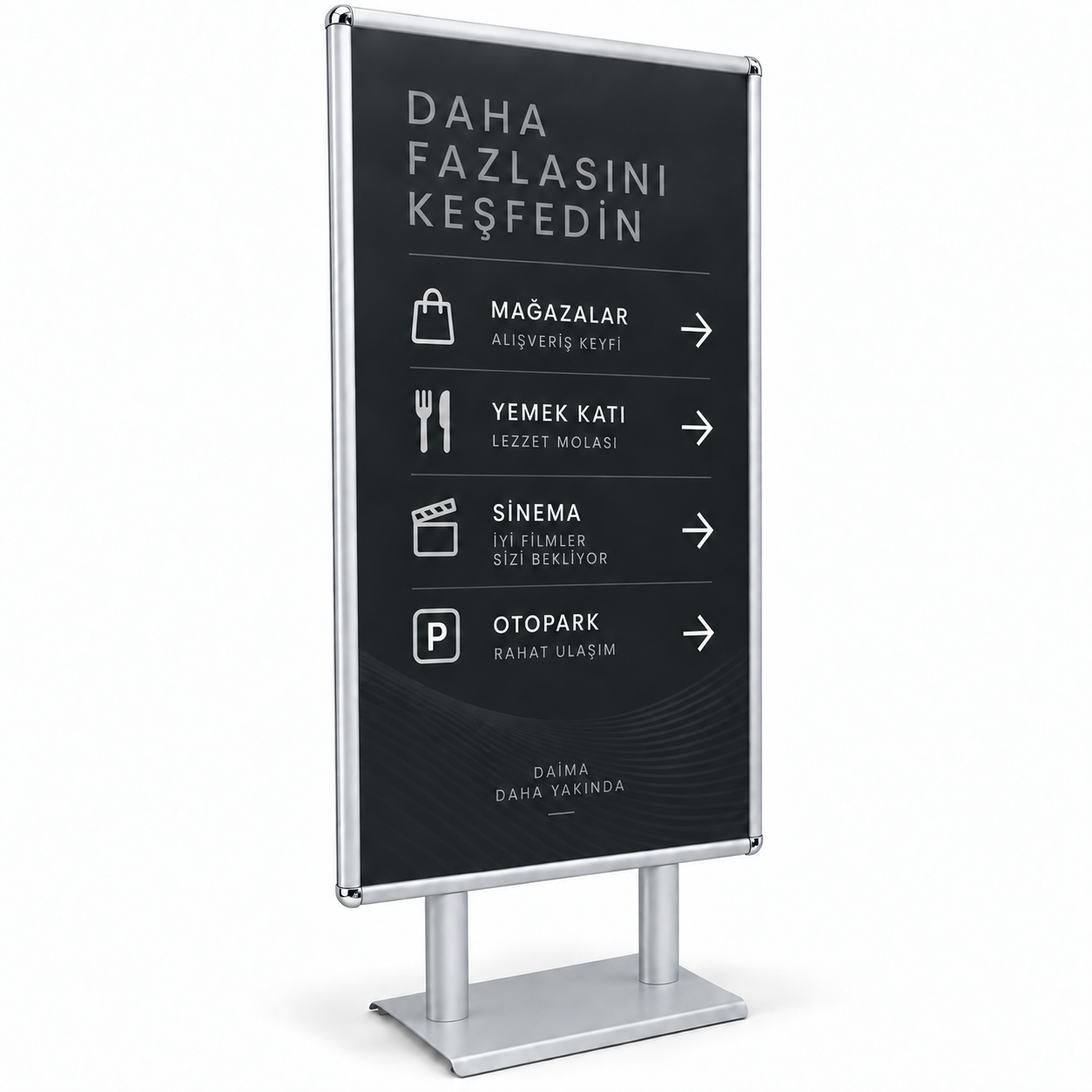 Eloksal Gri Huge XL Çift Taraflı Reklam & Poster Panosu 70x140 cm  - Ayaklı Reklam Panosu