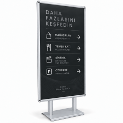 Eloksal Gri Huge XL Çift Taraflı Reklam & Poster Panosu 70x140 cm  - Ayaklı Reklam Panosu