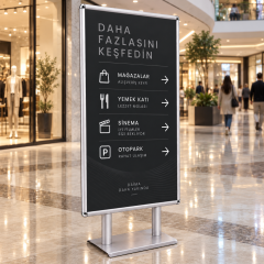 Eloksal Gri Huge XL Çift Taraflı Reklam & Poster Panosu 70x140 cm  - Ayaklı Reklam Panosu