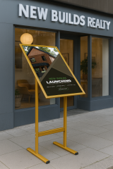 Gold Renk Çift T Ayaklı Reklam ve Menü Panosu (Dikey)