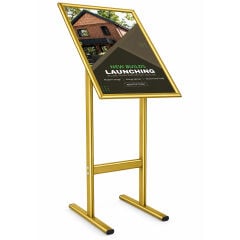 Gold Renk Çift T Ayaklı Reklam ve Menü Panosu (Dikey)