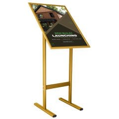 Gold Renk Çift T Ayaklı Reklam ve Menü Panosu (Dikey)