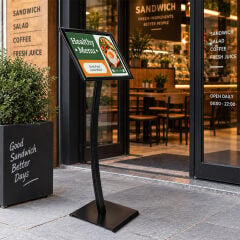 Ojigi (Eğimli) Tek Ayaklı Reklam ve Menü Panosu SİYAH RENK