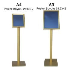 Gold Renk Menü Panosu Tek Ayaklı Yönlendirme ve Reklam Panosu