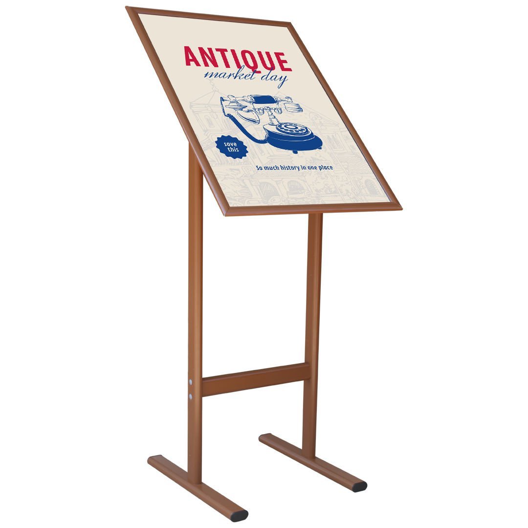 Kahverengi Çift T Ayaklı Menü ve Reklam Panosu (Dikey)