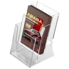 Masaüstü 3 Katlı Şeffaf Broşürlük - Akrilik Broşür Standı