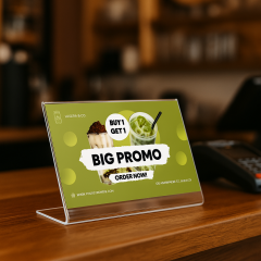 L Tipi Tek Taraflı Yatay Föylük - Masaüstü Pleksi Menü ve Fiyatlık