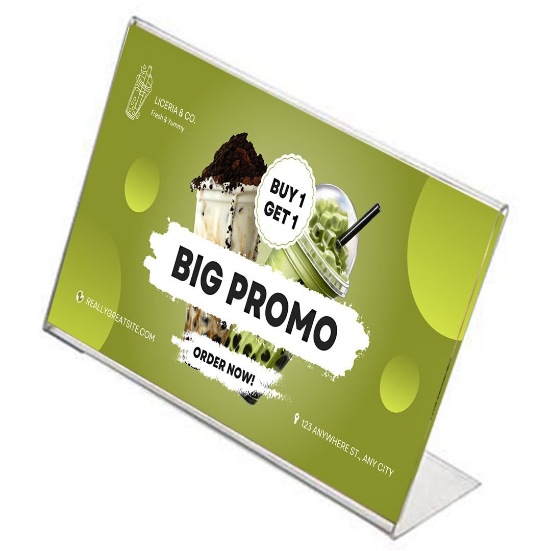 L Tipi Tek Taraflı Yatay Föylük - Masaüstü Pleksi Menü ve Fiyatlık