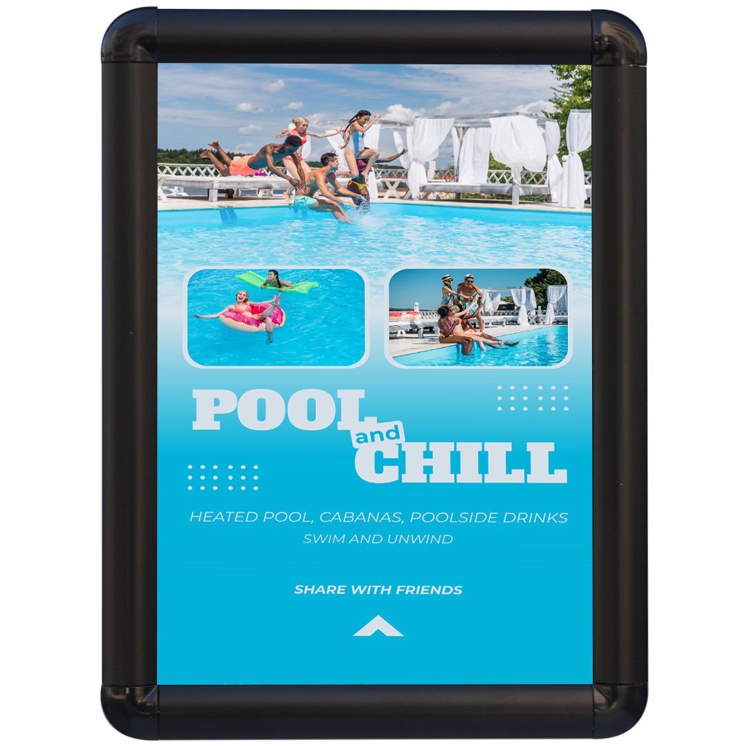 25 mm Rondo Siyah Renk Alüminyum Poster Çerçeve Aç-Kapa Çerçeve