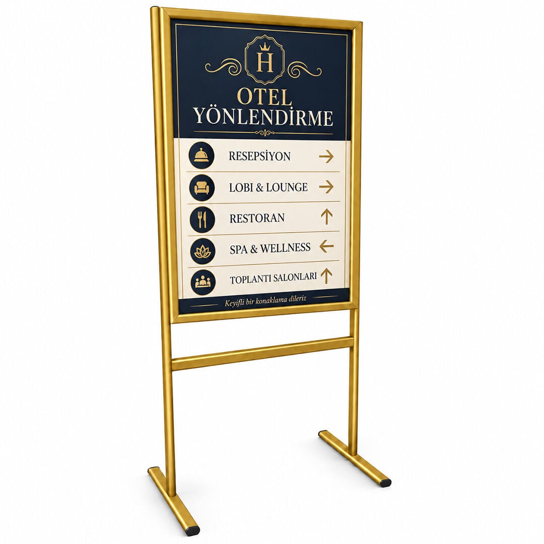 Gold Alüminyum Ayaklı Poster ve Reklam Panosu – Açılır Kapak (İnfo Pano)