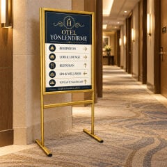Gold Alüminyum Ayaklı Poster ve Reklam Panosu – Açılır Kapak (İnfo Pano)