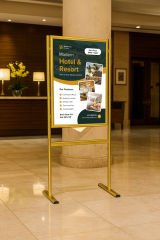 Gold Alüminyum Ayaklı Poster ve Reklam Panosu – Açılır Kapak (İnfo Pano)