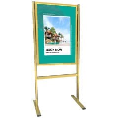 Gold Alüminyum Ayaklı Poster ve Reklam Panosu – Açılır Kapak (İnfo Pano)
